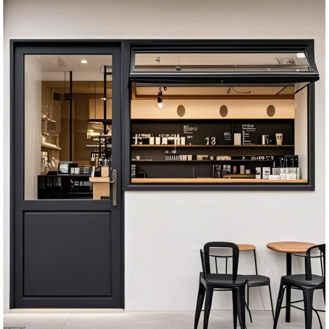 Aluminum Alloy Frame Glass Folding Window for Cafe Restaurant Cupcake Shop