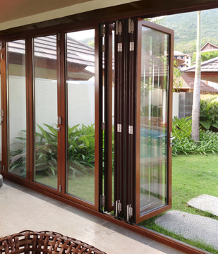 Wood Color Alloy Folding Door Aluminium Bifold Door