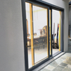Aluminum Profile And Transparent Glass Fiber Sliding Door Panels with Cypress Wood