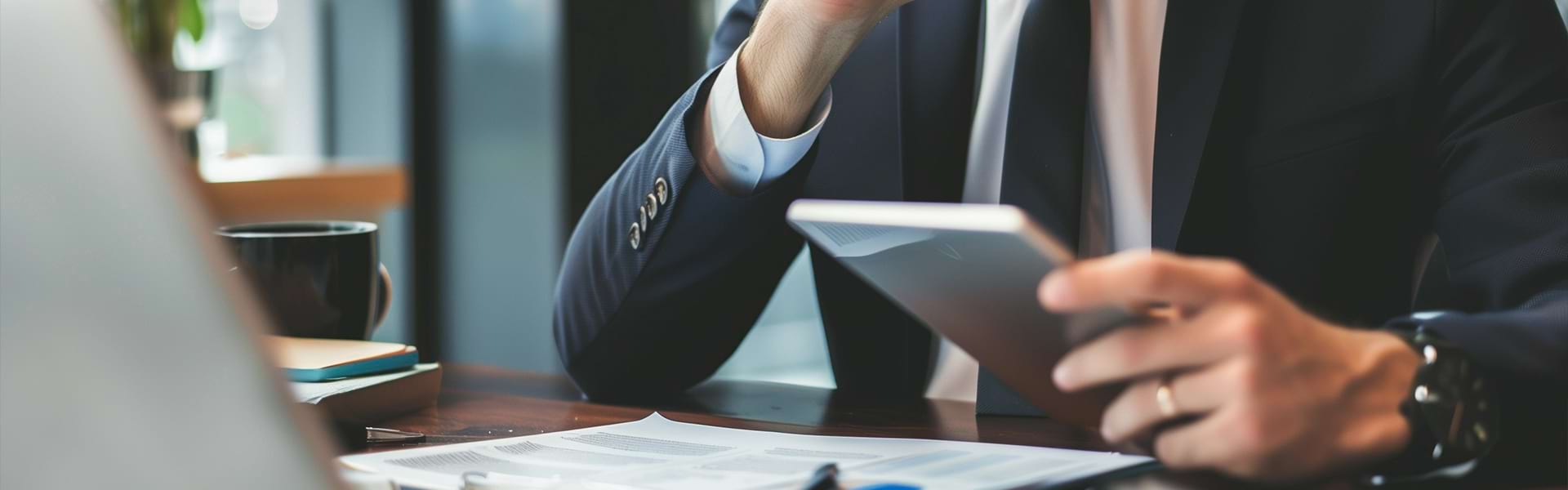 Professional business consultation meeting with digital devices