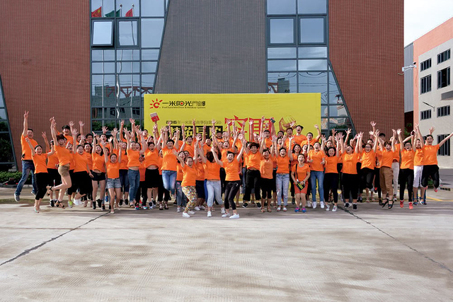 Company team building event group photo