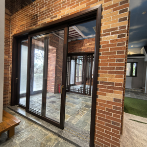 Chinese Antique Style Sliding Door Hidden Track Mirror Surface Wooden Sliding Doors