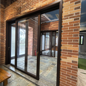 Chinese Antique Style Sliding Door Hidden Track Mirror Surface Wooden Sliding Doors