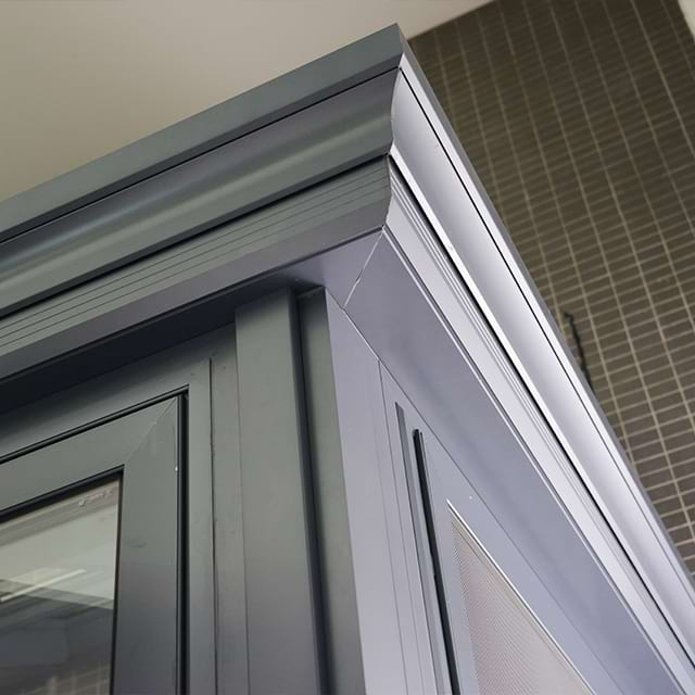Aluminum window frame profile closeup