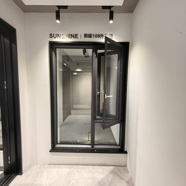 Double Swing French Casement Window Grey Aluminum Glass Casement Windows