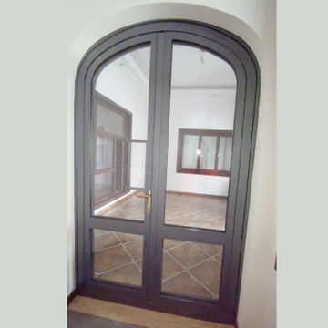 Custom Front Arch Entry Iron Doors Classica Villa Main Cast Entry Door Exterior Double Glass Steel Swing Modern