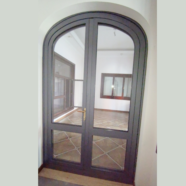 Custom Front Arch Entry Iron Doors Classica Villa Main Cast Entry Door Exterior Double Glass Steel Swing Modern