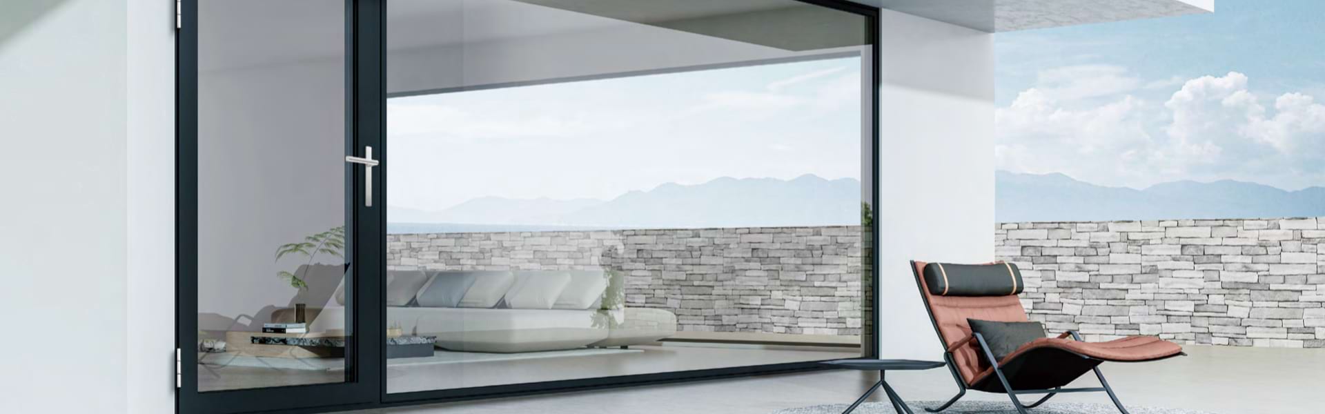 Luxury sliding door with panoramic mountain view