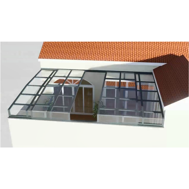 Domi Outdoor Living 8x12ft Wall-mounted Sunroom Gazebo Solarium with Front Door Side Entrances Galvanized Steel Sloping Roof Movable Screens