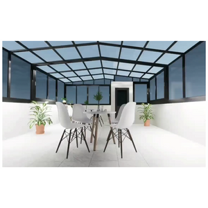 Domi Outdoor Living 8x12ft Wall-mounted Sunroom Gazebo Solarium with Front Door Side Entrances Galvanized Steel Sloping Roof Movable Screens